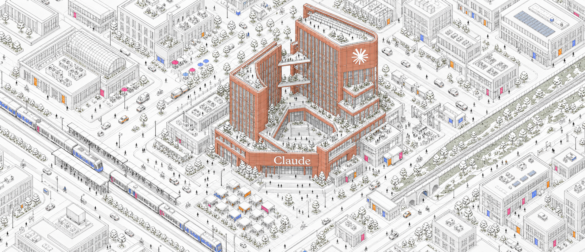 Claude headquarters archive in Wireframe City
