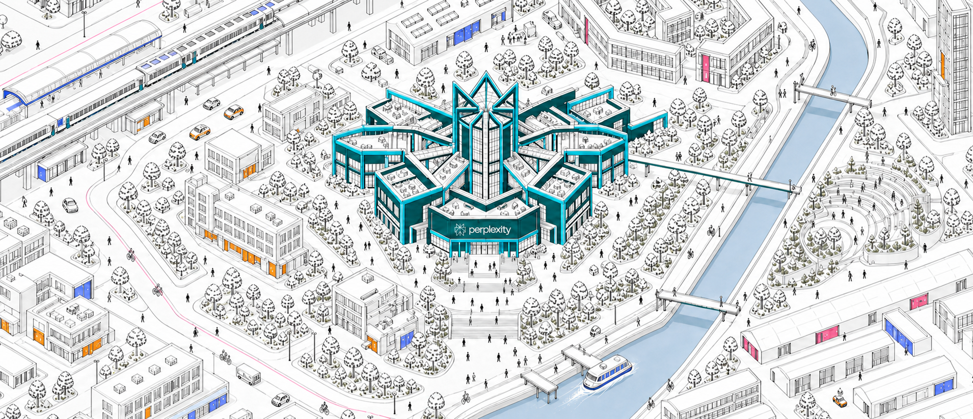 Perplexity headquarters in Wireframe City