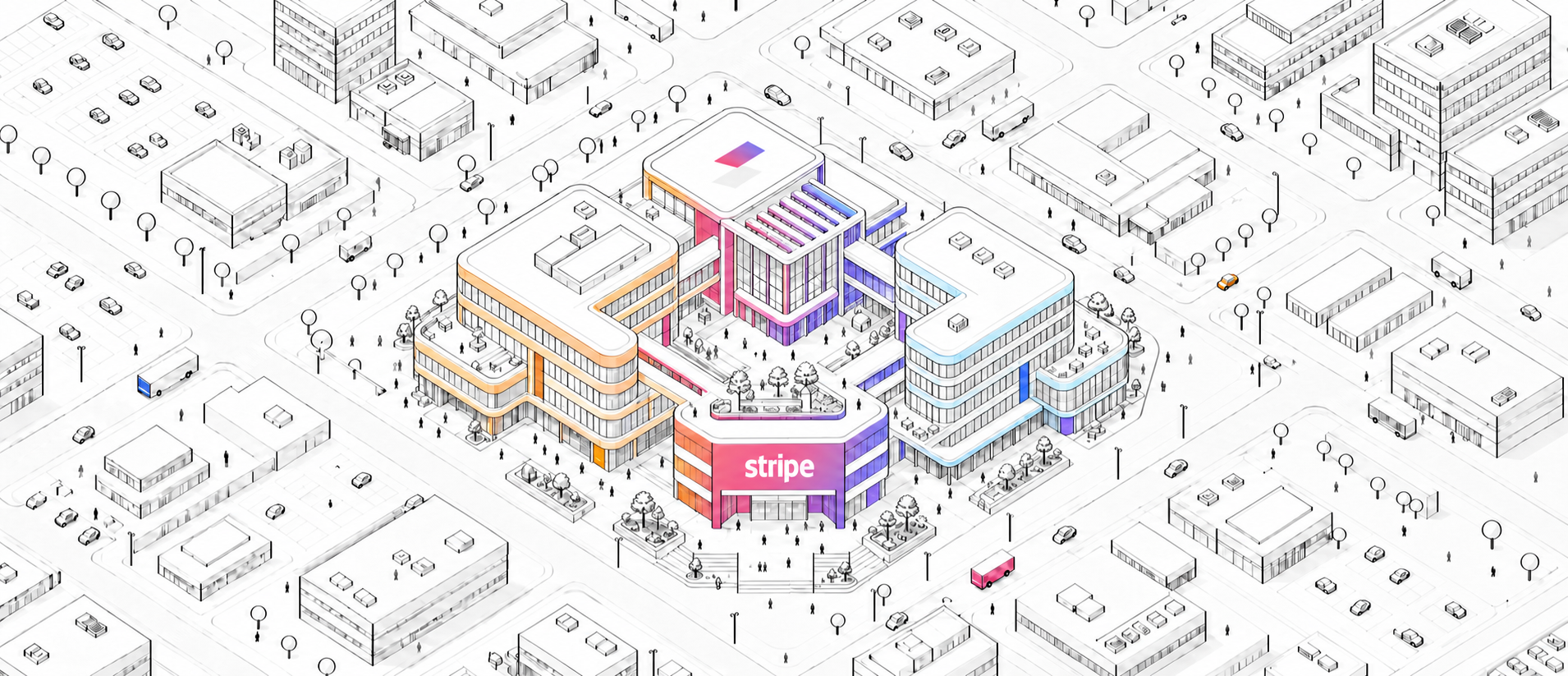 Stripe headquarters in Wireframe City